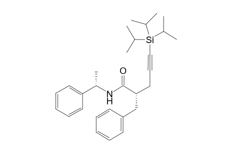 (S)-2-benzyl-N-((S)-1-phenylethyl)-5-(triisopropylsilyl)pent-4-ynamide