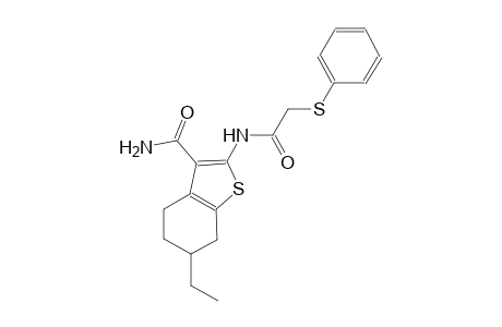 6-ethyl-2-{[(phenylsulfanyl)acetyl]amino}-4,5,6,7-tetrahydro-1-benzothiophene-3-carboxamide