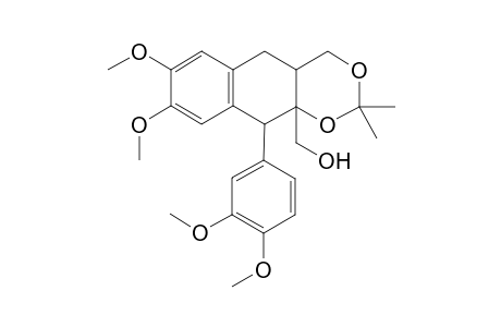 10aH-Naphtho[2,3-d]-1,3-dioxin-10a-methanol, 10-(3,4-dimethoxyphenyl)-4,4a,5,10-tetramethyl-7,8-dimethoxy-2,2-dimethyl-, (4a.alpha.,10.beta.,10a.alpha.)-