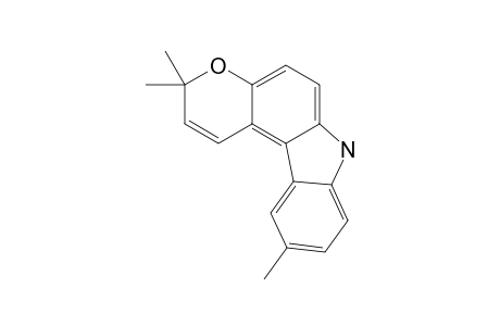 GLYCOMAURIN;3,3,10-TRIMETHYL-3,7-DIHYDROPYRANO-[2,3-C]-CARBAZOLE