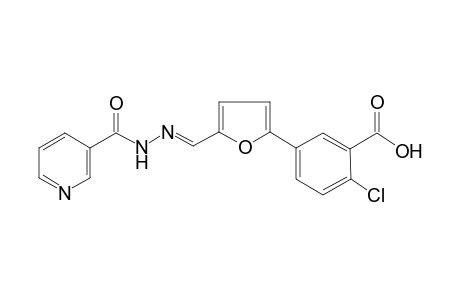 Benzoic acid, 6-chloro-3-[5-(3-pyridylcarbonylhydrazonomethyl)fur-2-yl]-