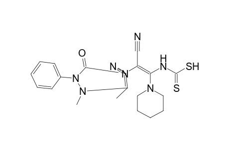(Z)-2-cyano-2-((E)-(1,5-dimethyl-3-oxo-2-phenyl-2,3-dihydro-1H-pyrazol-4-yl)diazenyl)-1-(piperidin-1-yl)vinylcarbamo-dithioic acid