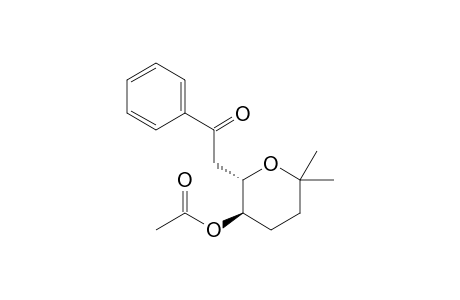 (+-)-(2S,3R)-6,6-Dimethyl-2-(2-oxo-2-phenylethyl)tetrahydro-2H-3-pyranyl acetate