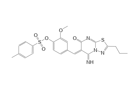 7H-[1,3,4]thiadiazolo[3,2-a]pyrimidin-7-one, 5,6-dihydro-5-imino-6-[[3-methoxy-4-[[(4-methylphenyl)sulfonyl]oxy]phenyl]methylene]-2-propyl-, (6Z)-