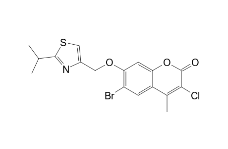 2H-1-Benzopyran-2-one, 6-bromo-3-chloro-4-methyl-7-[[2-(1-methylethyl)-4-thiazolyl]methoxy]-