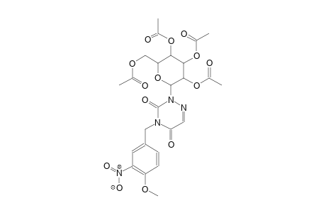 (2R,3R,4S,5R)-2-(acetoxymethyl)-6-(4-(4-methoxy-3-nitrobenzyl)-3,5-dioxo-4,5-dihydro-1,2,4-triazin-2(3H)-yl)tetrahydro-2H-pyran-3,4,5-triyl triacetate