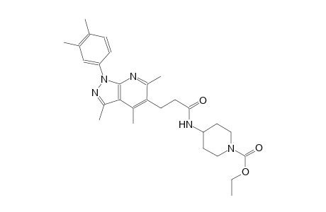 1-piperidinecarboxylic acid, 4-[[3-[1-(3,4-dimethylphenyl)-3,4,6-trimethyl-1H-pyrazolo[3,4-b]pyridin-5-yl]-1-oxopropyl]amino]-, ethyl ester