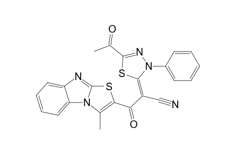 2-[5'-Acetyl-3'-phenyl-3H-(1,3,4)-thiadiazol-2'-ylidene]-3-(3"-methylthiazolo[3,2-a]benzimidazol-2"-yl)-3-oxopropionitrile