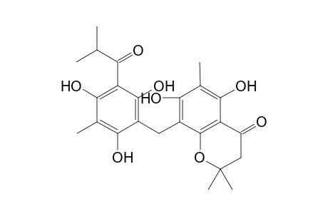 8-(2,4,6-trihydeoxy-3-isobutyryl-5-methylbenzyl)-5,7-dihydroxy-2,2,6-trimethylchroman-4-one