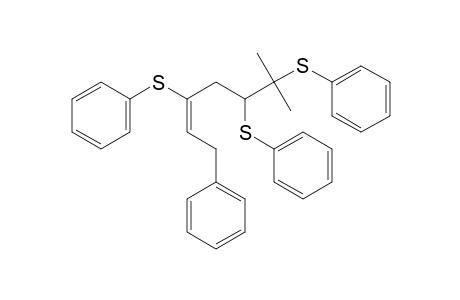 (E)-6-Methyl-1-phenyl-3,5,6-tris(phenylthio)hept-2-ene