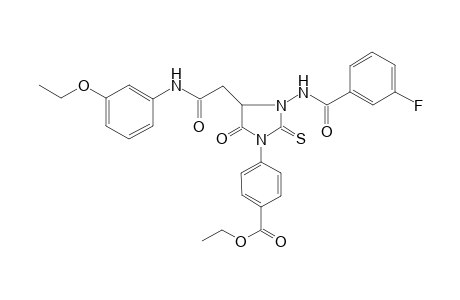 4-[3-[(3-fluorobenzoyl)amino]-5-keto-4-[2-keto-2-(m-phenetidino)ethyl]-2-thioxo-imidazolidin-1-yl]benzoic acid ethyl ester