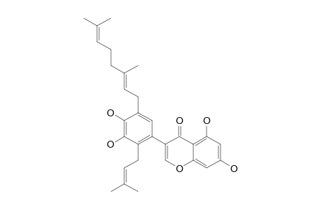 MILLEWANIN_C;3-[5-(3,7-DIMETHYL-2,6-OCTADIENYL)3,4-DIHYDROXY-2-(3-METHYL-2-BUTENYL)-PHENYL]-5,7-DIHYDROXY-4H-1-BENZOPYRAN-4-ONE