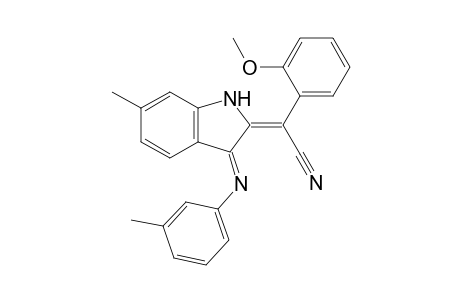 (E)-2-[1-Cyano-1-(2-methoxyphenyl)methylidene]-6-methyl-3-(3-tolyl)imino-2,3-dihydro-1H-indole