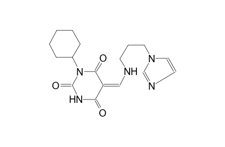 2,4,6(1H,3H,5H)-pyrimidinetrione, 1-cyclohexyl-5-[[[3-(1H-imidazol-1-yl)propyl]amino]methylene]-, (5Z)-