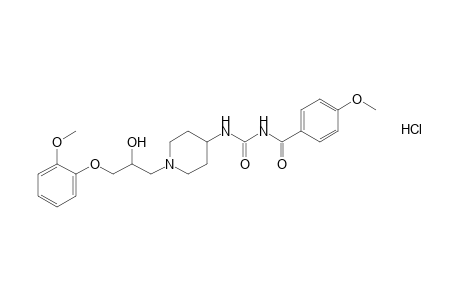 1-(p-anisoyl) -3-{1-[2-hydroxy-3-(o-methoxyphenoxy)propyl]-4-piperidyl}urea, monohydrochloride