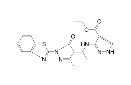 1H-pyrazole-4-carboxylic acid, 3-[[(1Z)-1-[1-(2-benzothiazolyl)-1,5-dihydro-3-methyl-5-oxo-4H-pyrazol-4-ylidene]ethyl]amino]-, ethyl ester
