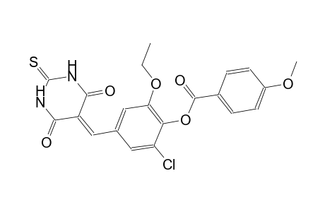 2-chloro-4-[(4,6-dioxo-2-thioxotetrahydro-5(2H)-pyrimidinylidene)methyl]-6-ethoxyphenyl 4-methoxybenzoate