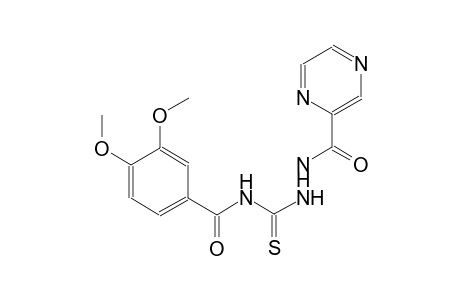 3,4-dimethoxy-N-{[2-(2-pyrazinylcarbonyl)hydrazino]carbothioyl}benzamide