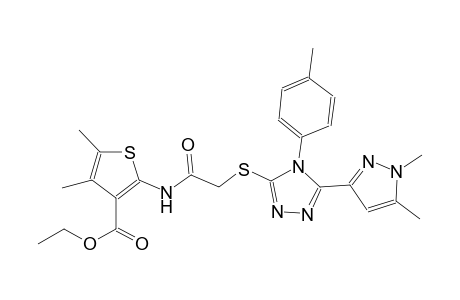 ethyl 2-[({[5-(1,5-dimethyl-1H-pyrazol-3-yl)-4-(4-methylphenyl)-4H-1,2,4-triazol-3-yl]sulfanyl}acetyl)amino]-4,5-dimethyl-3-thiophenecarboxylate