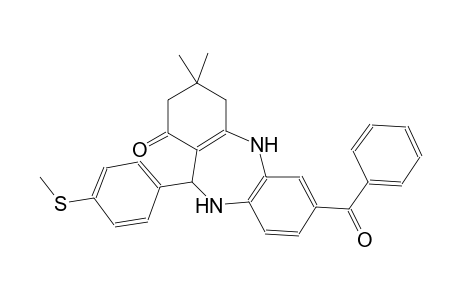 1H-dibenzo[b,e][1,4]diazepin-1-one, 7-benzoyl-2,3,4,5,10,11-hexahydro-3,3-dimethyl-11-[4-(methylthio)phenyl]-