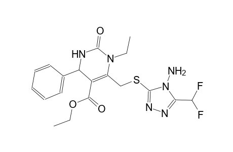ethyl 6-({[4-amino-5-(difluoromethyl)-4H-1,2,4-triazol-3-yl]sulfanyl}methyl)-1-ethyl-2-oxo-4-phenyl-1,2,3,4-tetrahydro-5-pyrimidinecarboxylate