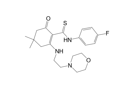 N-(4-fluorophenyl)-4,4-dimethyl-2-(2-morpholin-4-ylethylamino)-6-oxidanylidene-cyclohexene-1-carbothioamide