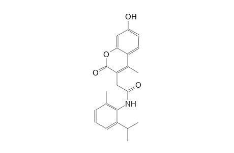 2H-1-benzopyran-3-acetamide, 7-hydroxy-4-methyl-N-[2-methyl-6-(1-methylethyl)phenyl]-2-oxo-