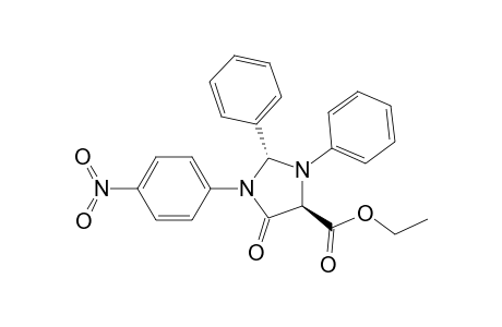 4-Imidazolidinecarboxylic acid, 1-(4-nitrophenyl)-5-oxo-2,3-diphenyl-, ethyl ester, trans-