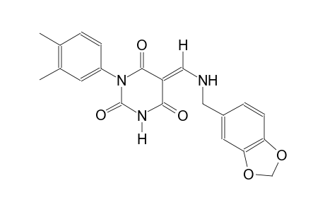 (5E)-5-{[(1,3-benzodioxol-5-ylmethyl)amino]methylene}-1-(3,4-dimethylphenyl)-2,4,6(1H,3H,5H)-pyrimidinetrione