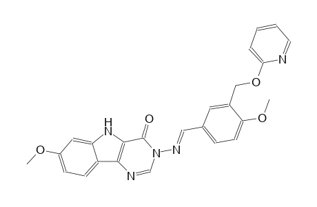 7-methoxy-3-[((E)-{4-methoxy-3-[(2-pyridinyloxy)methyl]phenyl}methylidene)amino]-3,5-dihydro-4H-pyrimido[5,4-b]indol-4-one