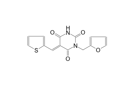 2,4,6(1H,3H,5H)-pyrimidinetrione, 1-(2-furanylmethyl)-5-(2-thienylmethylene)-, (5E)-