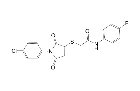 2-{[1-(4-chlorophenyl)-2,5-dioxo-3-pyrrolidinyl]sulfanyl}-N-(4-fluorophenyl)acetamide