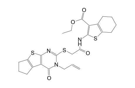 benzo[b]thiophene-3-carboxylic acid, 4,5,6,7-tetrahydro-2-[[[[3,5,6,7-tetrahydro-4-oxo-3-(2-propenyl)-4H-cyclopenta[4,5]thieno[2,3-d]pyrimidin-2-yl]thio]acetyl]amino]-, ethyl ester