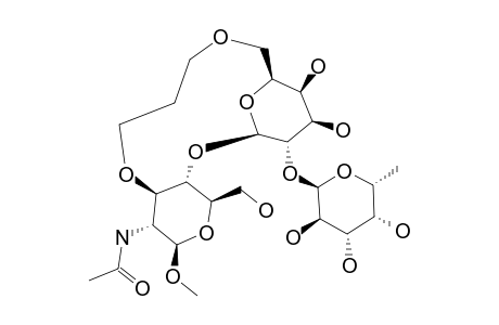 METHYL-2-ACETAMIDO-2-DEOXY-4-O-[2-O-(ALPHA-L-FUCOPYRANOSYL)-BETA-D-GALACTOPYRANOSYL]-3,6'-DI-O-(PROPAN-1,3-DIYL)-BETA-D-GLUCOPYRANOSIDE