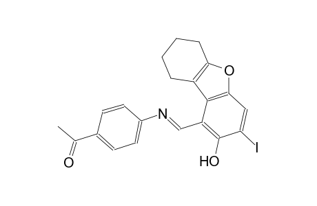 1-(4-{[(E)-(2-hydroxy-3-iodo-6,7,8,9-tetrahydrodibenzo[b,d]furan-1-yl)methylidene]amino}phenyl)ethanone