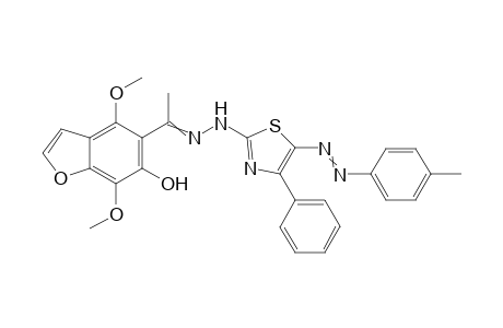4,7-Dimethoxy-5-(1-(2-(4-phenyl-5-(p-tolyldiazenyl)thiazol-2-yl)hydrazono)ethyl)benzofuran-6-ol