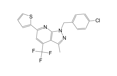 1H-pyrazolo[3,4-b]pyridine, 1-[(4-chlorophenyl)methyl]-3-methyl-6-(2-thienyl)-4-(trifluoromethyl)-