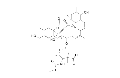 Kijanolide, 17-O-[2,3,4,6-tetradeoxy-4-[(methoxycarbonyl)amino]-3-C-methyl-3-nitr o-.beta.-D-xylo-hexopyranosyl]-