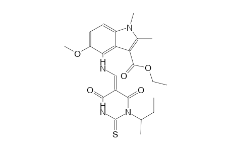 1H-indole-3-carboxylic acid, 5-methoxy-1,2-dimethyl-4-[[(E)-(tetrahydro-1-(1-methylpropyl)-4,6-dioxo-2-thioxo-5(2H)-pyrimidinylidene)methyl]amino]-, ethyl ester