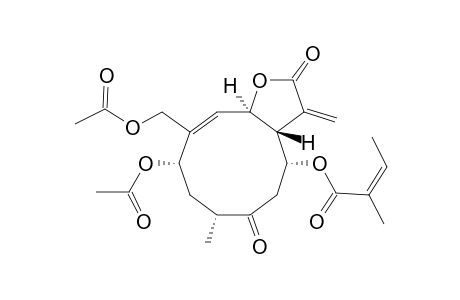 2-Butenoic acid, 2-methyl-, 9-(acetyloxy)-10-[(acetyloxy)methyl]-2,3,3a,4,5,6,7,8,9,11a-decahydro-7-methyl-3-methylene-2,6-dioxocyclodeca[b]furan-4-yl ester, [3aR-[3aR*,4R*(Z),7R*,9S*,10Z,11aR*]]-