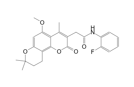 N-(2-fluorophenyl)-2-(5-methoxy-4,8,8-trimethyl-2-oxo-2,8,9,10-tetrahydropyrano[2,3-f]chromen-3-yl)acetamide