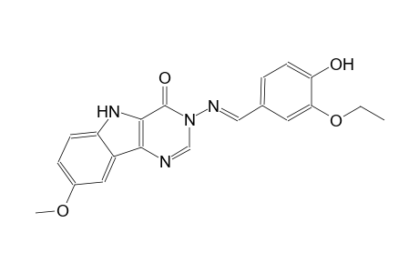 3-{[(E)-(3-ethoxy-4-hydroxyphenyl)methylidene]amino}-8-methoxy-3,5-dihydro-4H-pyrimido[5,4-b]indol-4-one
