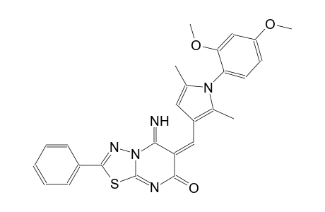 (6E)-6-{[1-(2,4-dimethoxyphenyl)-2,5-dimethyl-1H-pyrrol-3-yl]methylene}-5-imino-2-phenyl-5,6-dihydro-7H-[1,3,4]thiadiazolo[3,2-a]pyrimidin-7-one