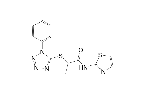 2-[(1-phenyl-1H-tetraazol-5-yl)sulfanyl]-N-(1,3-thiazol-2-yl)propanamide