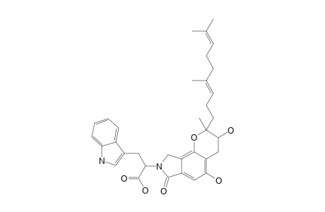 2-[2-[(3E)-4,8-dimethylnona-3,7-dienyl]-3,5-dihydroxy-7-keto-2-methyl-4,9-dihydro-3H-pyrano[5,6-g]isoindol-8-yl]-3-(1H-indol-3-yl)propionic acid