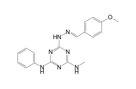 [4-anilino-6-(methylamino)-s-triazin-2-yl]-[(E)-p-anisylideneamino]amine