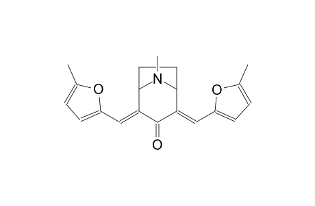8-azabicyclo[3.2.1]octan-3-one, 8-methyl-2,4-bis[(5-methyl-2-furanyl)methylene]-, (2E,4E)-