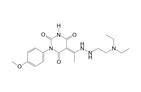 (5E)-5-(1-{2-[2-(diethylamino)ethyl]hydrazino}ethylidene)-1-(4-methoxyphenyl)-2,4,6(1H,3H,5H)-pyrimidinetrione