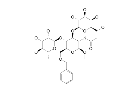 METHYL-2-ACETAMIDO-6-O-BENZYL-2-DEOXY-3-O-(BETA-D-GALACTOPYRANOSYL)-4-O-(ALPHA-L-RHAMNOPYRANOSYL)-BETA-D-GLUCOPYRANOSIDE