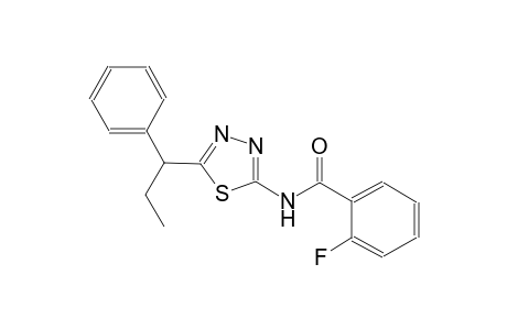 2-fluoro-N-[5-(1-phenylpropyl)-1,3,4-thiadiazol-2-yl]benzamide